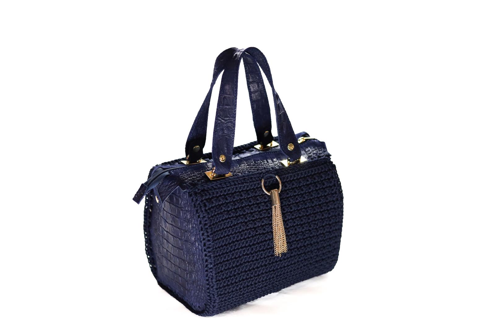 Bauletto laterali in pelle stampa cocco cerniera e manici