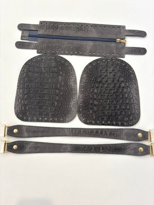 Bauletto laterali in pelle stampa cocco cerniera e manici