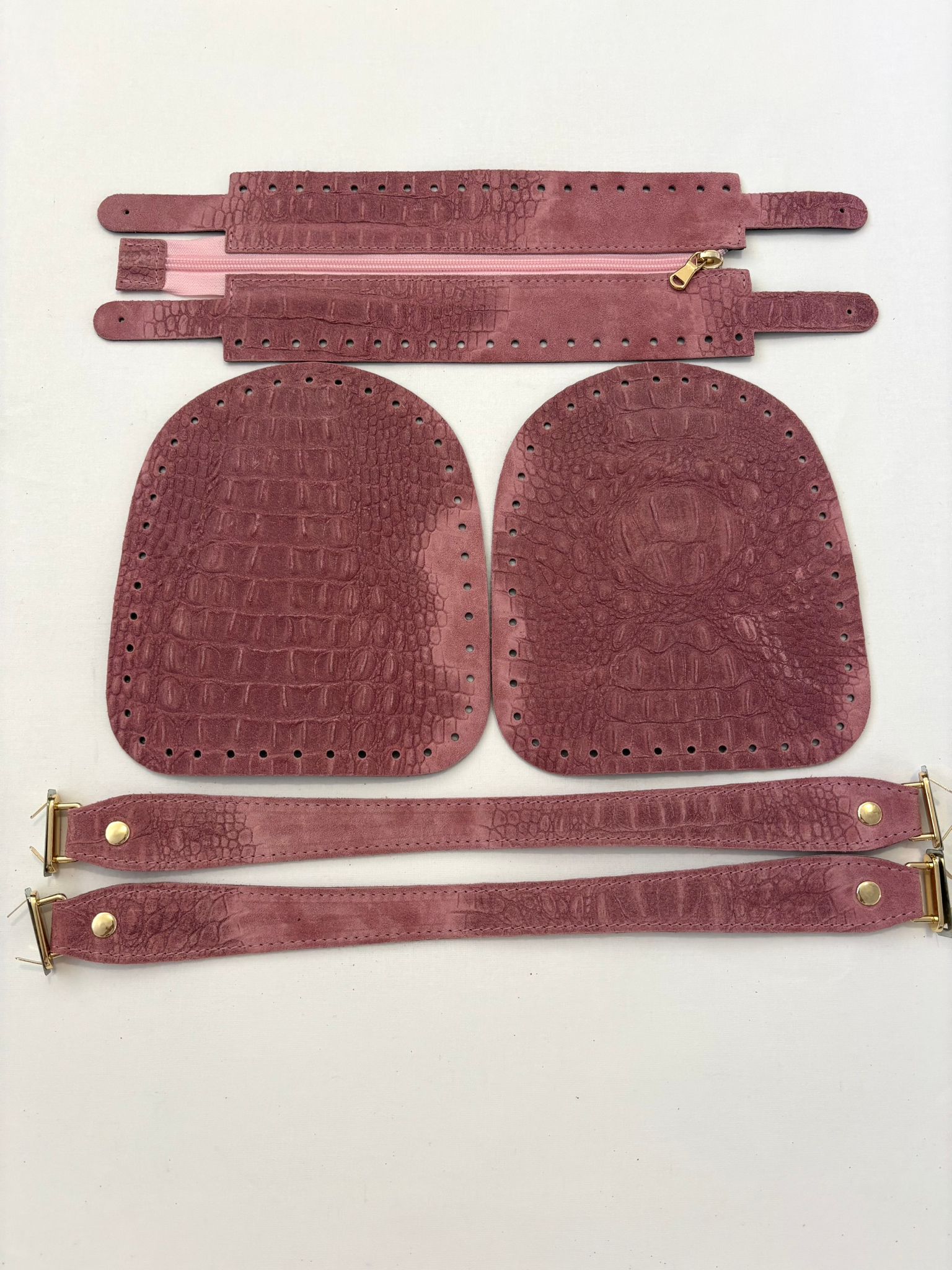 Bauletto laterali in pelle stampa cocco cerniera e manici